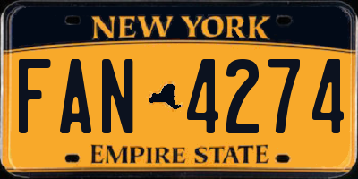 NY license plate FAN4274