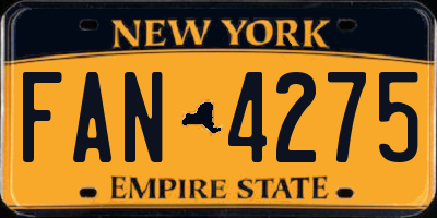 NY license plate FAN4275
