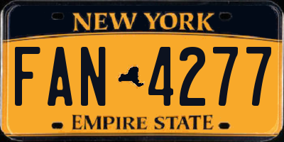 NY license plate FAN4277