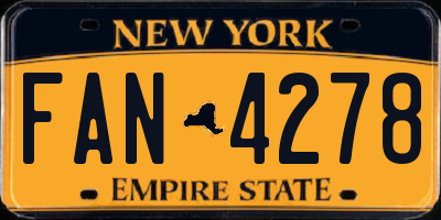 NY license plate FAN4278