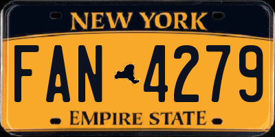 NY license plate FAN4279