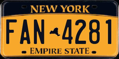 NY license plate FAN4281