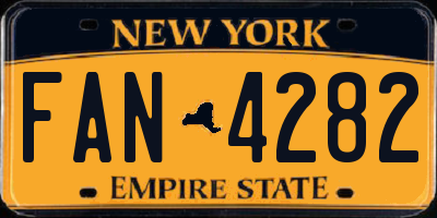 NY license plate FAN4282