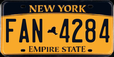 NY license plate FAN4284