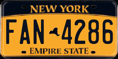 NY license plate FAN4286