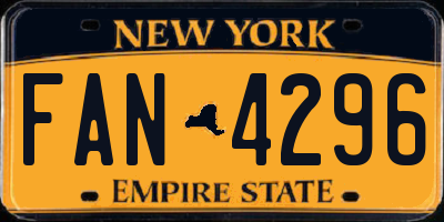 NY license plate FAN4296