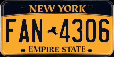 NY license plate FAN4306