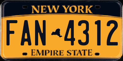 NY license plate FAN4312