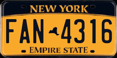 NY license plate FAN4316