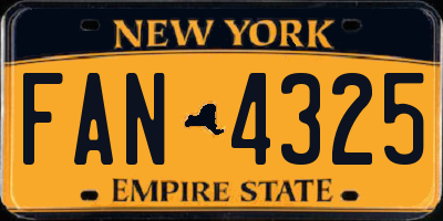 NY license plate FAN4325