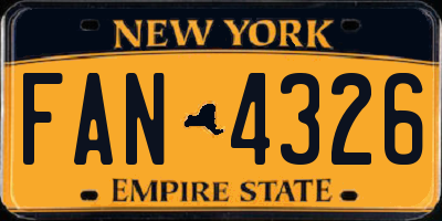 NY license plate FAN4326