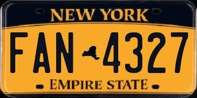 NY license plate FAN4327