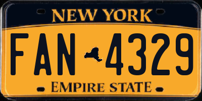 NY license plate FAN4329