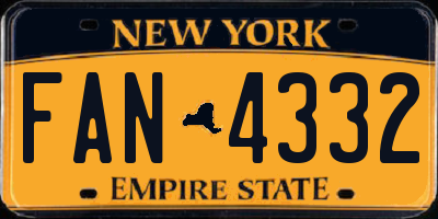 NY license plate FAN4332