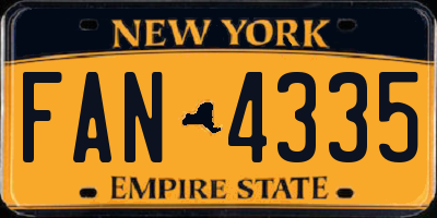 NY license plate FAN4335