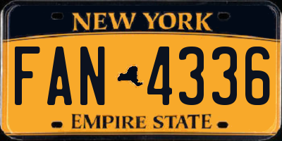 NY license plate FAN4336