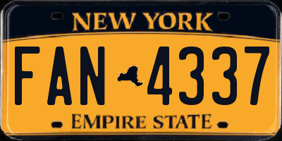 NY license plate FAN4337