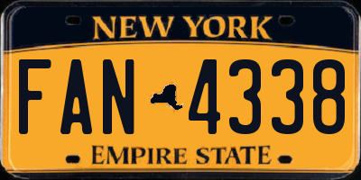 NY license plate FAN4338