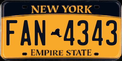 NY license plate FAN4343