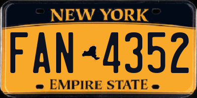 NY license plate FAN4352