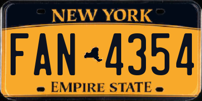 NY license plate FAN4354