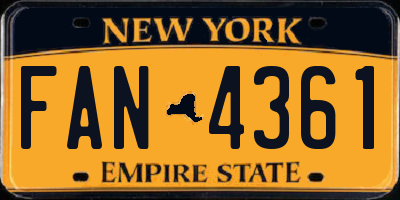 NY license plate FAN4361