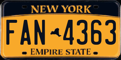 NY license plate FAN4363