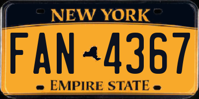 NY license plate FAN4367