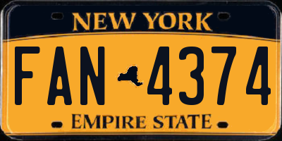 NY license plate FAN4374