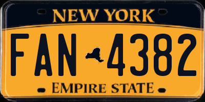 NY license plate FAN4382