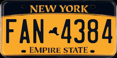 NY license plate FAN4384