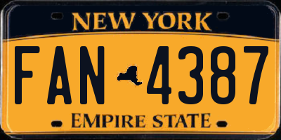 NY license plate FAN4387