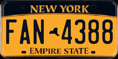 NY license plate FAN4388