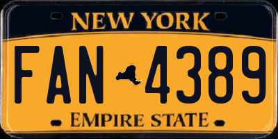 NY license plate FAN4389