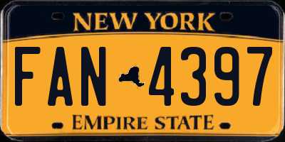 NY license plate FAN4397