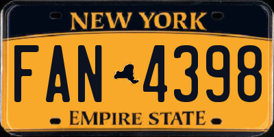 NY license plate FAN4398