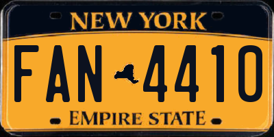NY license plate FAN4410