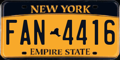NY license plate FAN4416
