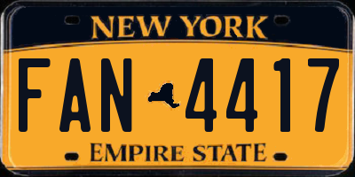 NY license plate FAN4417