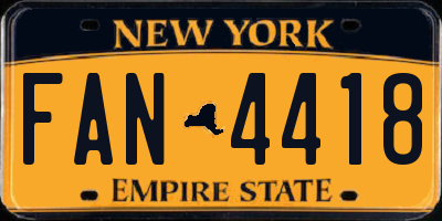 NY license plate FAN4418