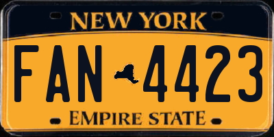 NY license plate FAN4423