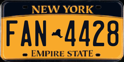 NY license plate FAN4428