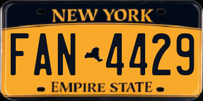 NY license plate FAN4429