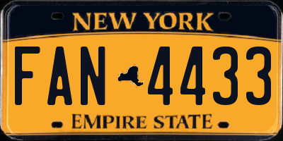 NY license plate FAN4433