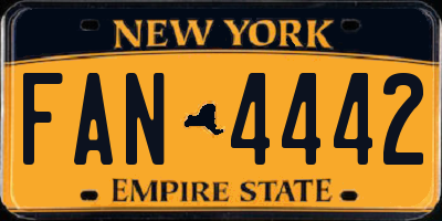 NY license plate FAN4442