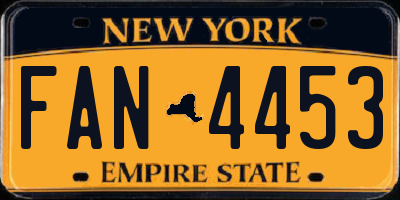 NY license plate FAN4453