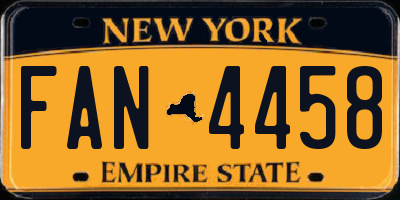 NY license plate FAN4458