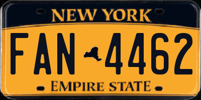 NY license plate FAN4462