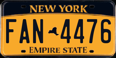 NY license plate FAN4476