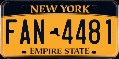 NY license plate FAN4481